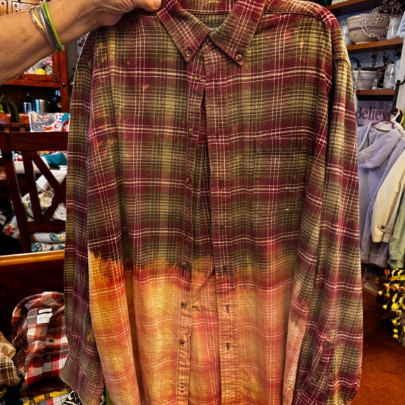 Nirvana Plaid Flannel Shirt Shacket LT One of a Kind Grunge Upcycled - Picture 2 of 4